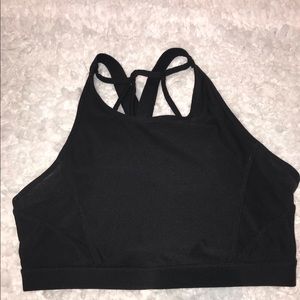black high-neck sports bra